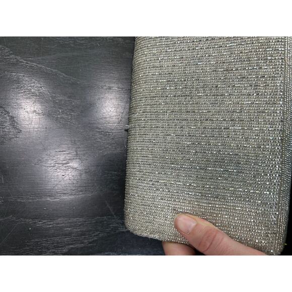 Carla Marchi Silver Metallic Beaded Clutch- Some inner staining- loose beads - Picture 9 of 9